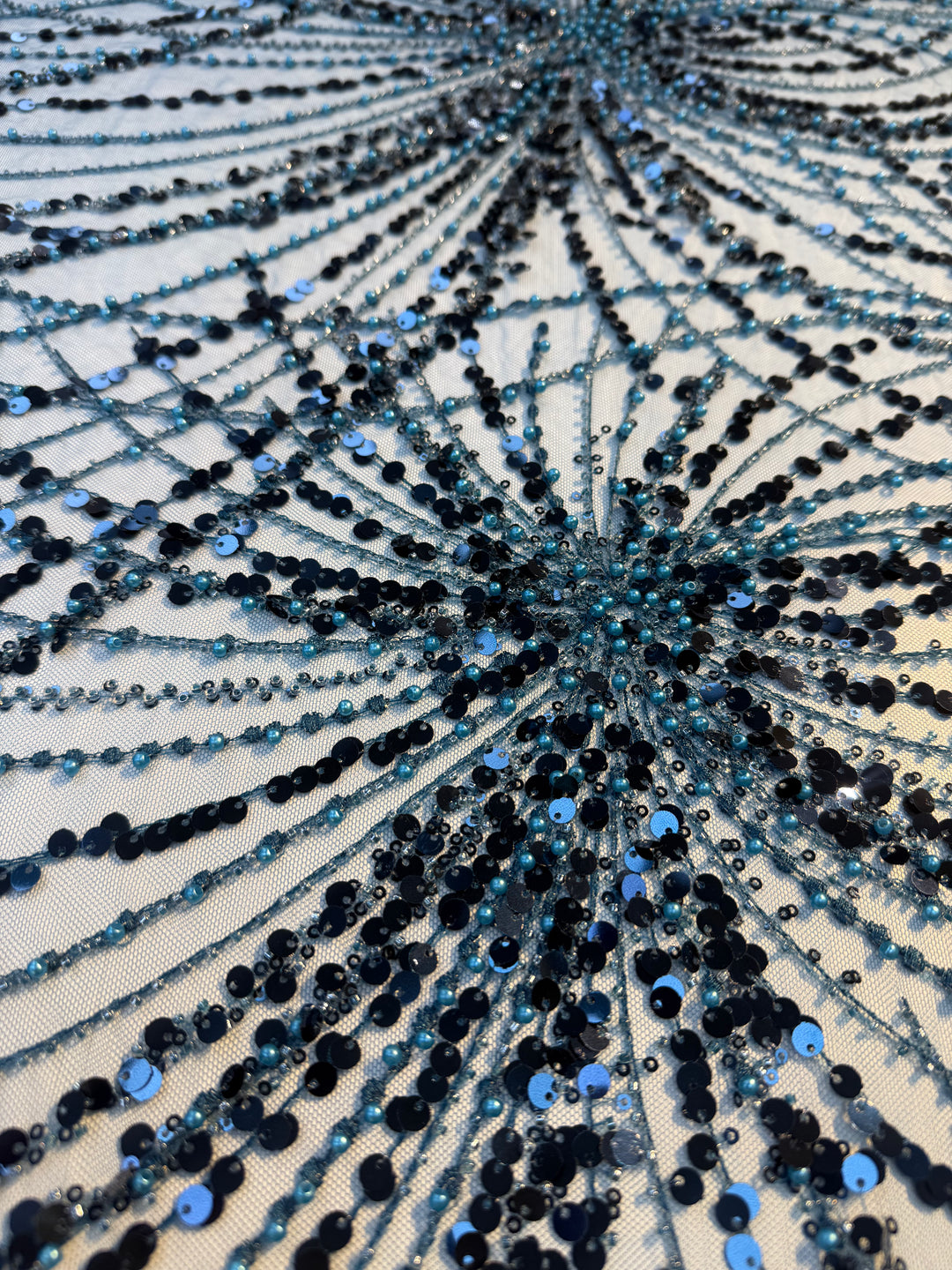 Luxury Blue Gradient Sequin Fabric – Couture Evening Wear ( Piece = 5 Meter)