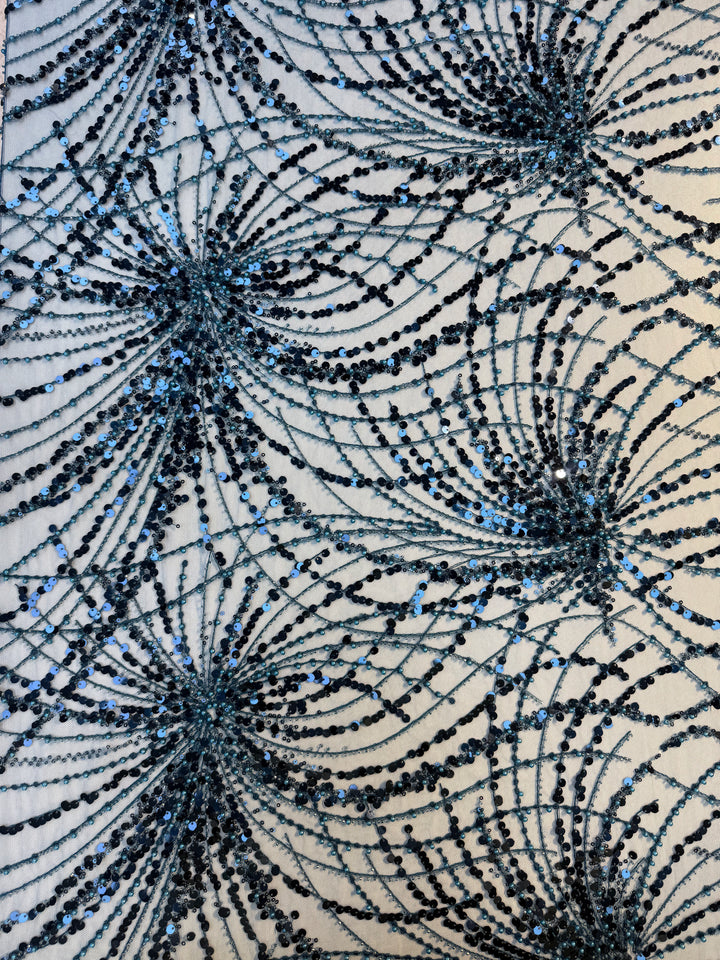 Luxury Blue Gradient Sequin Fabric – Couture Evening Wear ( Piece = 5 Meter)
