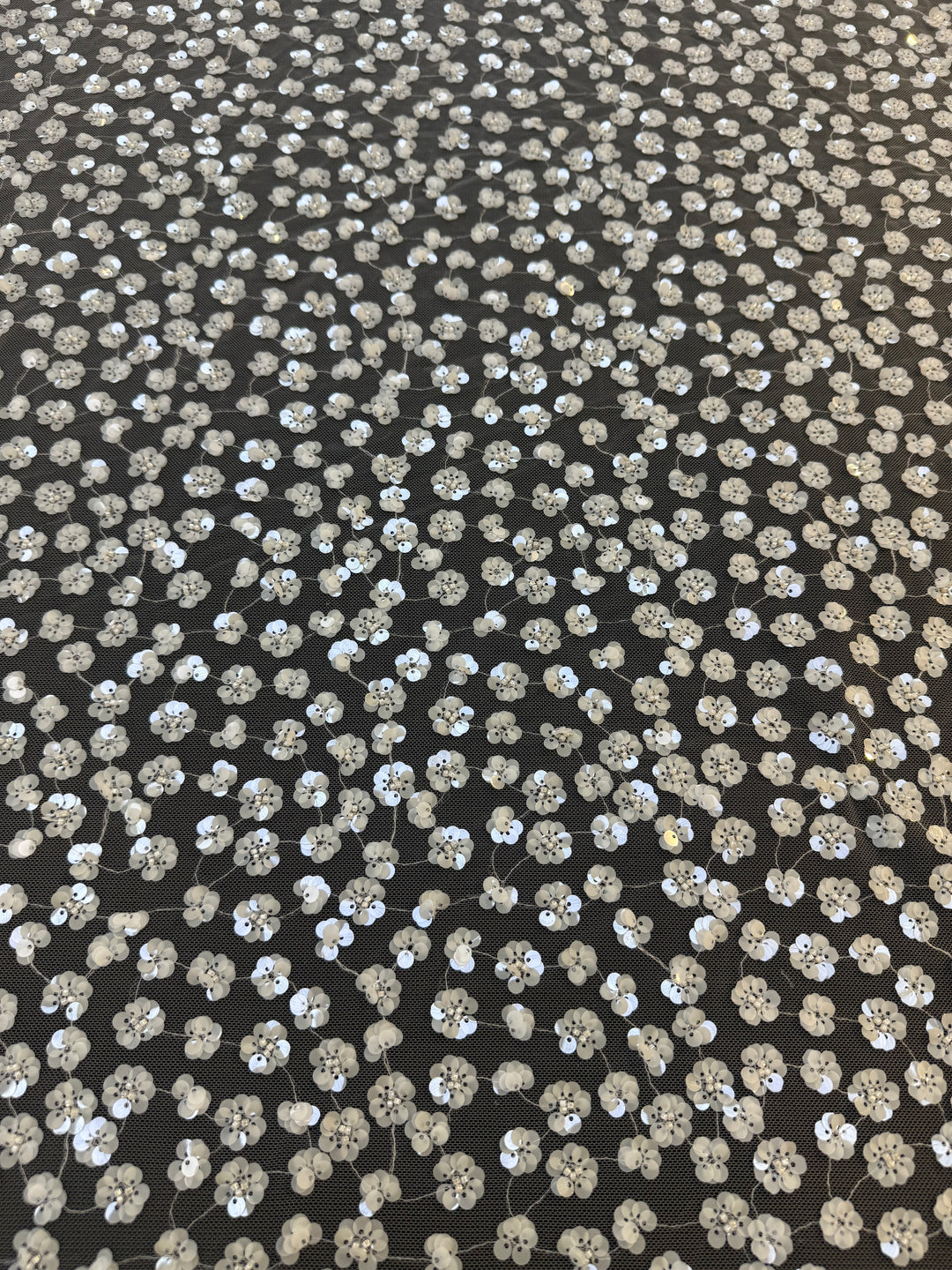 Luxury White Sequin Floral Lace Fabric ,  Tulle for Haute Couture  bridal & Evening Gowns- minimum of 4 meters