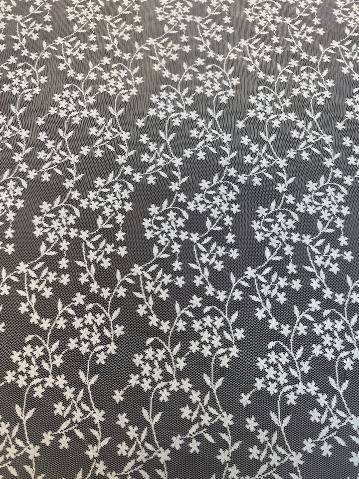 Luxury White Floral Embroidered Lace on White Tulle ( 1 Piece = 3 Meter)