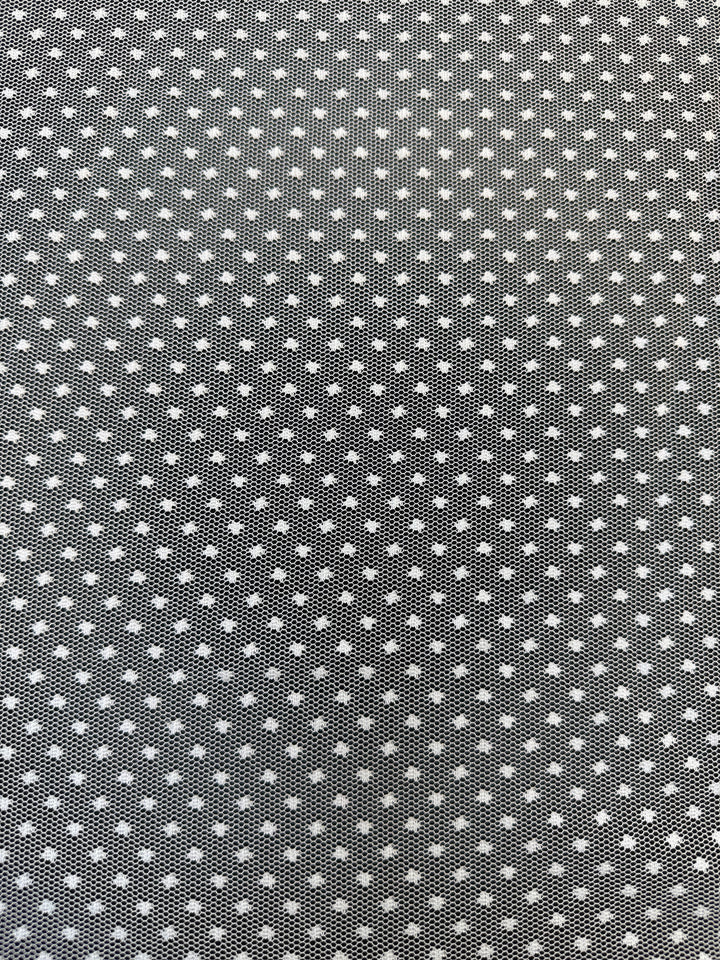 Luxury White Polka Dot Tulle Fabric – Soft Sheer Mesh for Couture & Bridal( 1 Piece = 5 Meter)