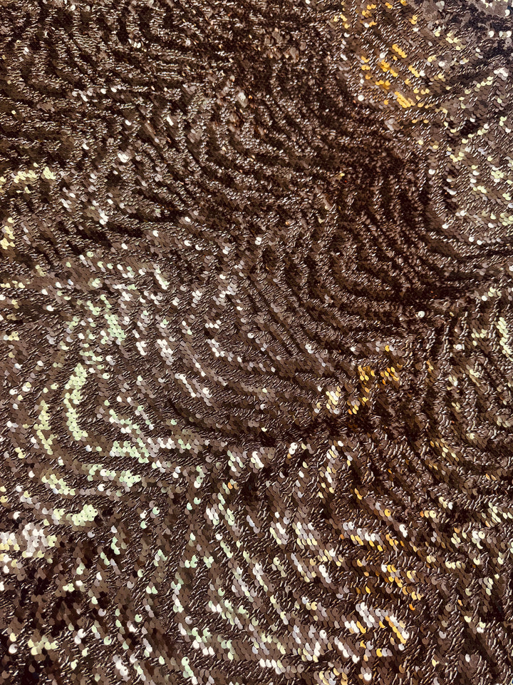 Bronze Gold Sequin Fabric – Textured Luxury with Metallic Depth