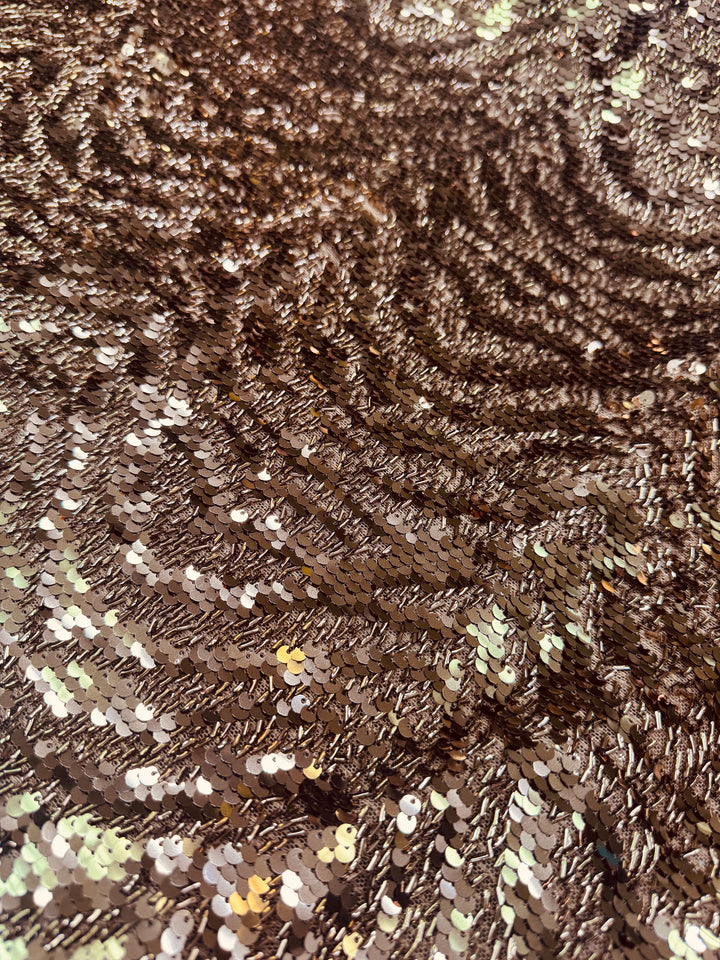 Bronze Gold Sequin Fabric – Textured Luxury with Metallic Depth
