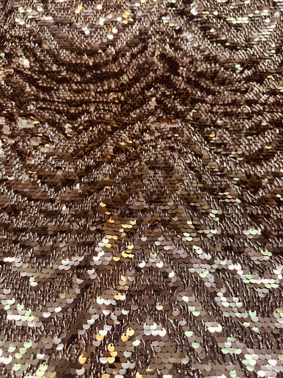 Bronze Gold Sequin Fabric – Textured Luxury with Metallic Depth