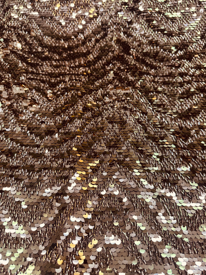 Bronze Gold Sequin Fabric – Textured Luxury with Metallic Depth