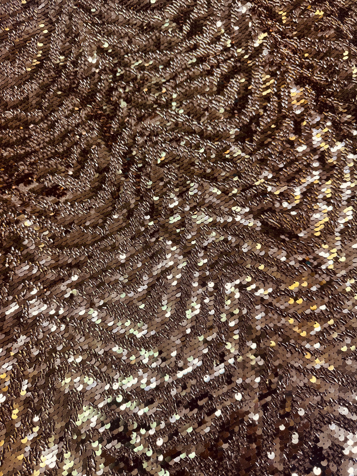 Bronze Gold Sequin Fabric – Textured Luxury with Metallic Depth
