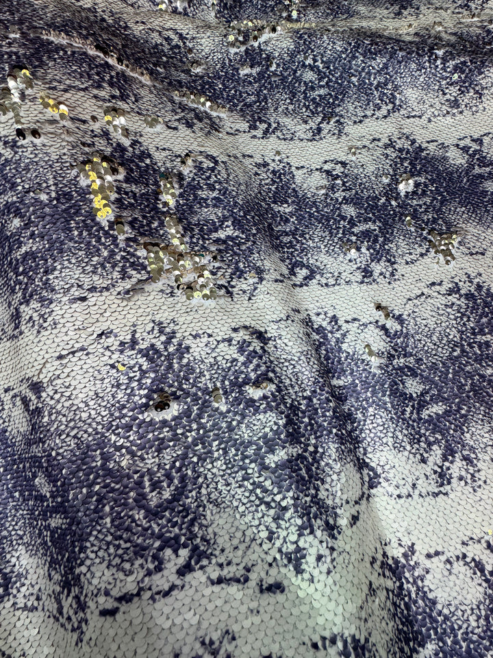 Italian Catwalk Cream Python Sequin Fabric – Exotic Luxe with Metallic Depth