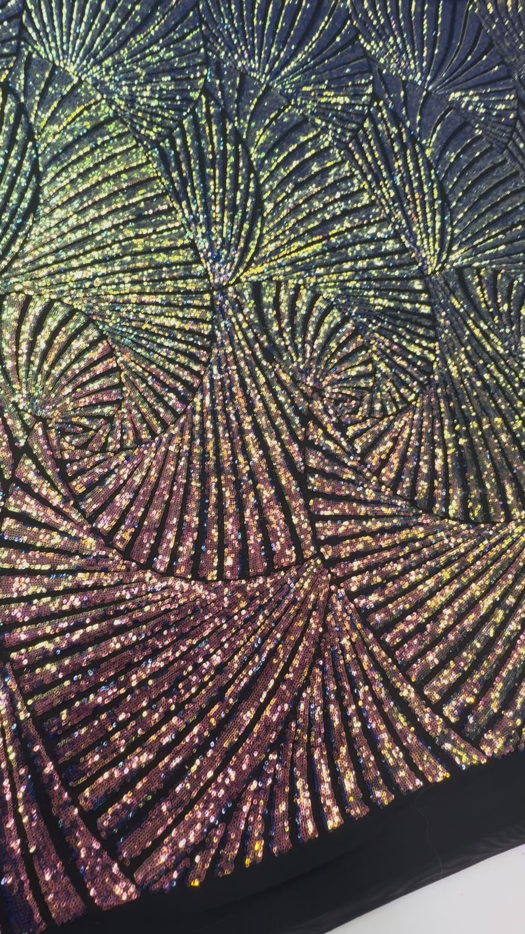 Multicolor Holographic Sequin Fabric on Black Base ( 1 Piece = 3.5 Meter)