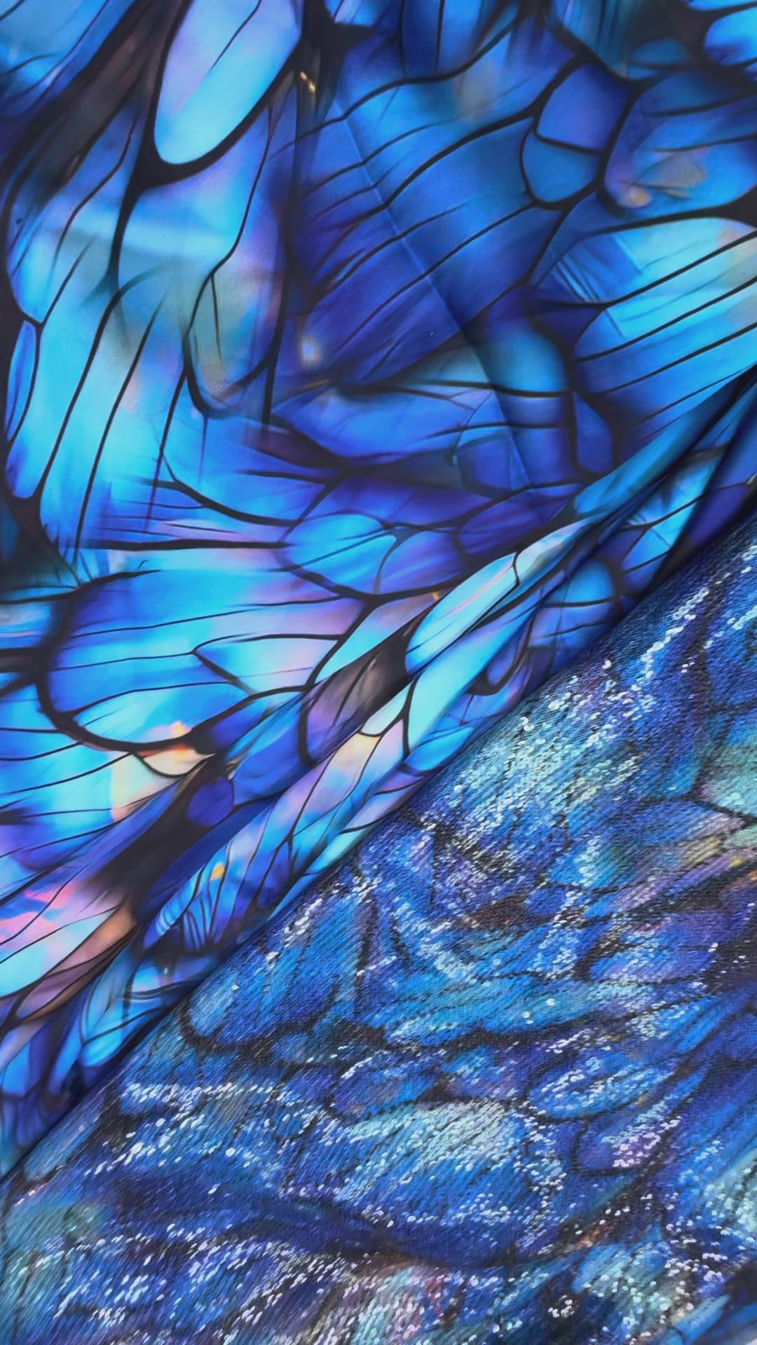 Blue Iridescent Silk Fabric