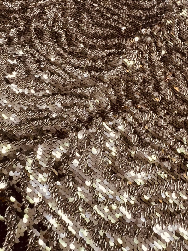 Bronze Gold Sequin Fabric – Textured Luxury with Metallic Depth