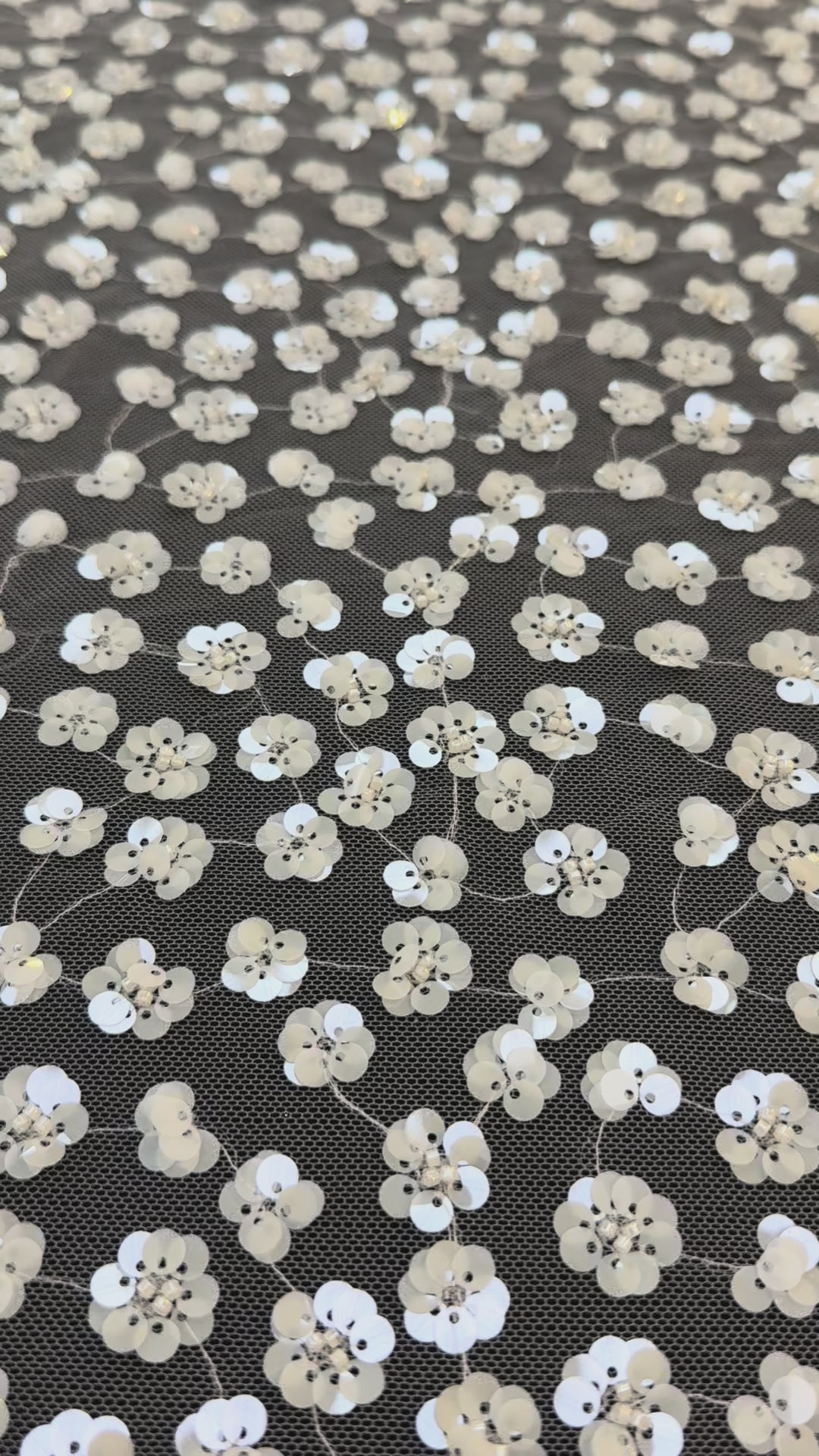 Luxury White Sequin Floral Lace Fabric ,  Tulle for Haute Couture  bridal & Evening Gowns- minimum of 4 meters