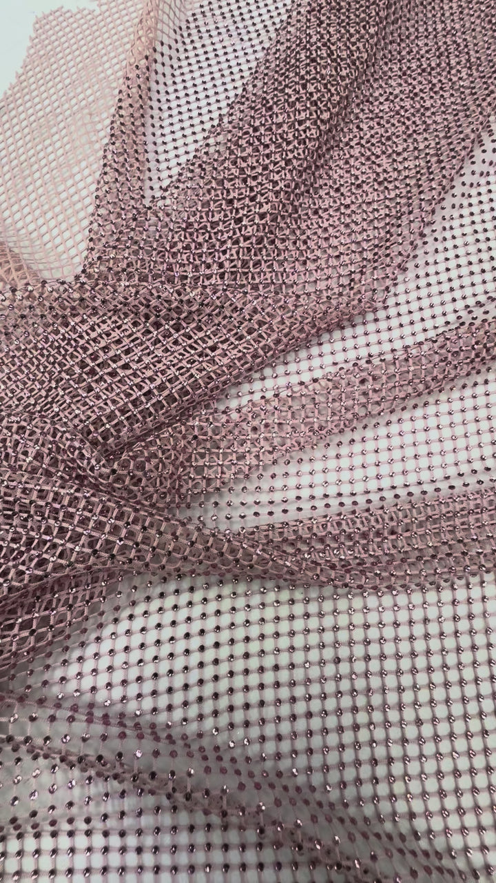 Crystal Fishnet Mesh in Blush Pink ( 1 Piece = 3.5 Meter)