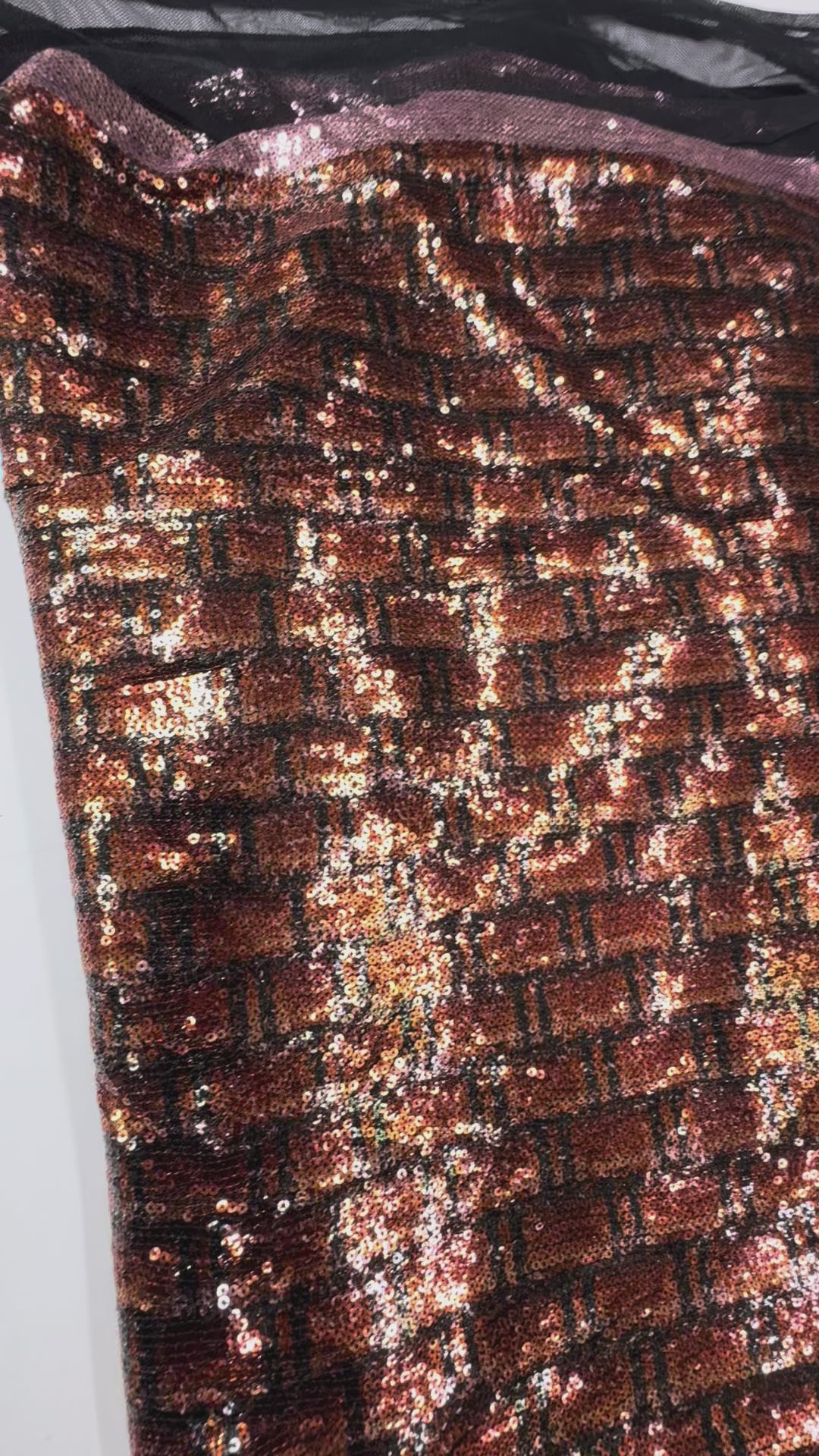 Italian Bronze Mosaic Sequin Fabric – Textured Metallic Elegance