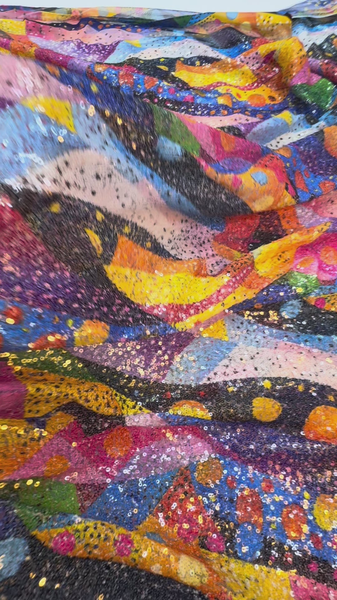 Abstract Multicolor Sequin Fabric