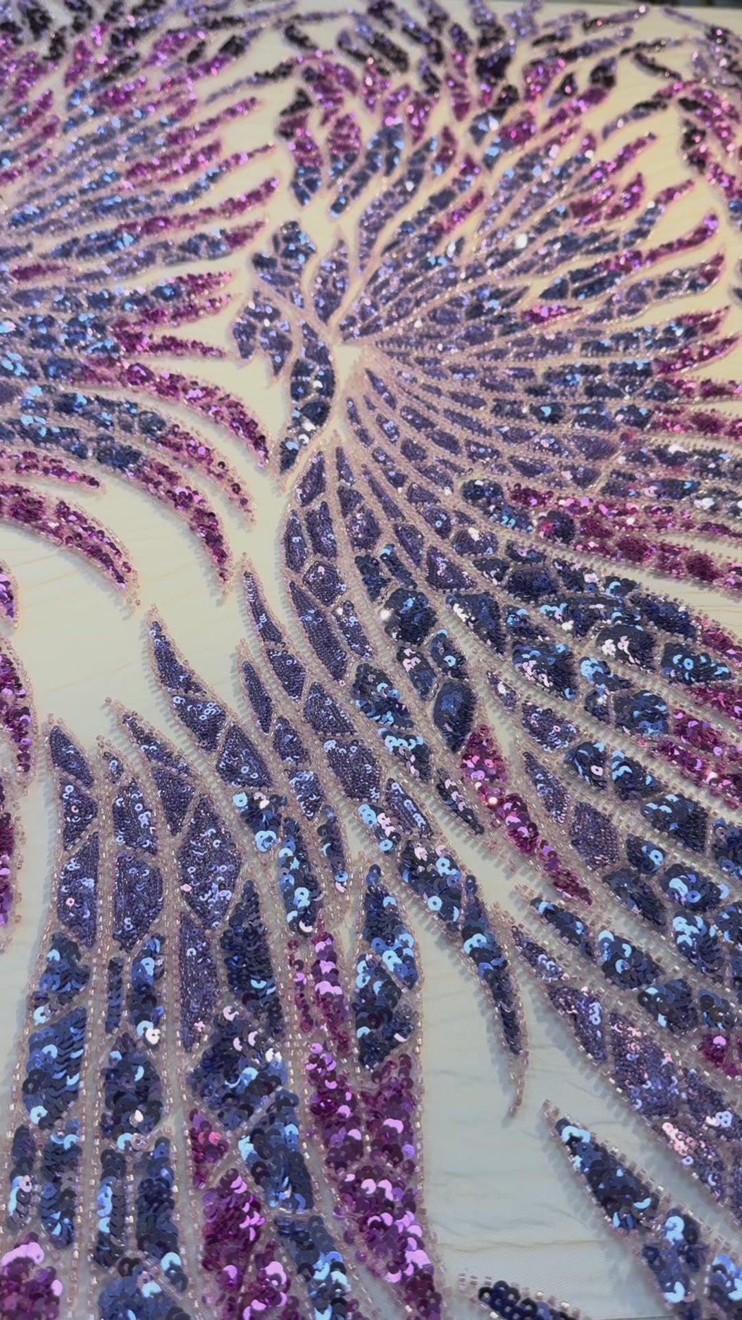 Luxury Ombre Sequin Beaded Fabric in Purple & Blue Tones – Couture Evening & Bridal Wear ( 1 Piece = 1.5 Meter)