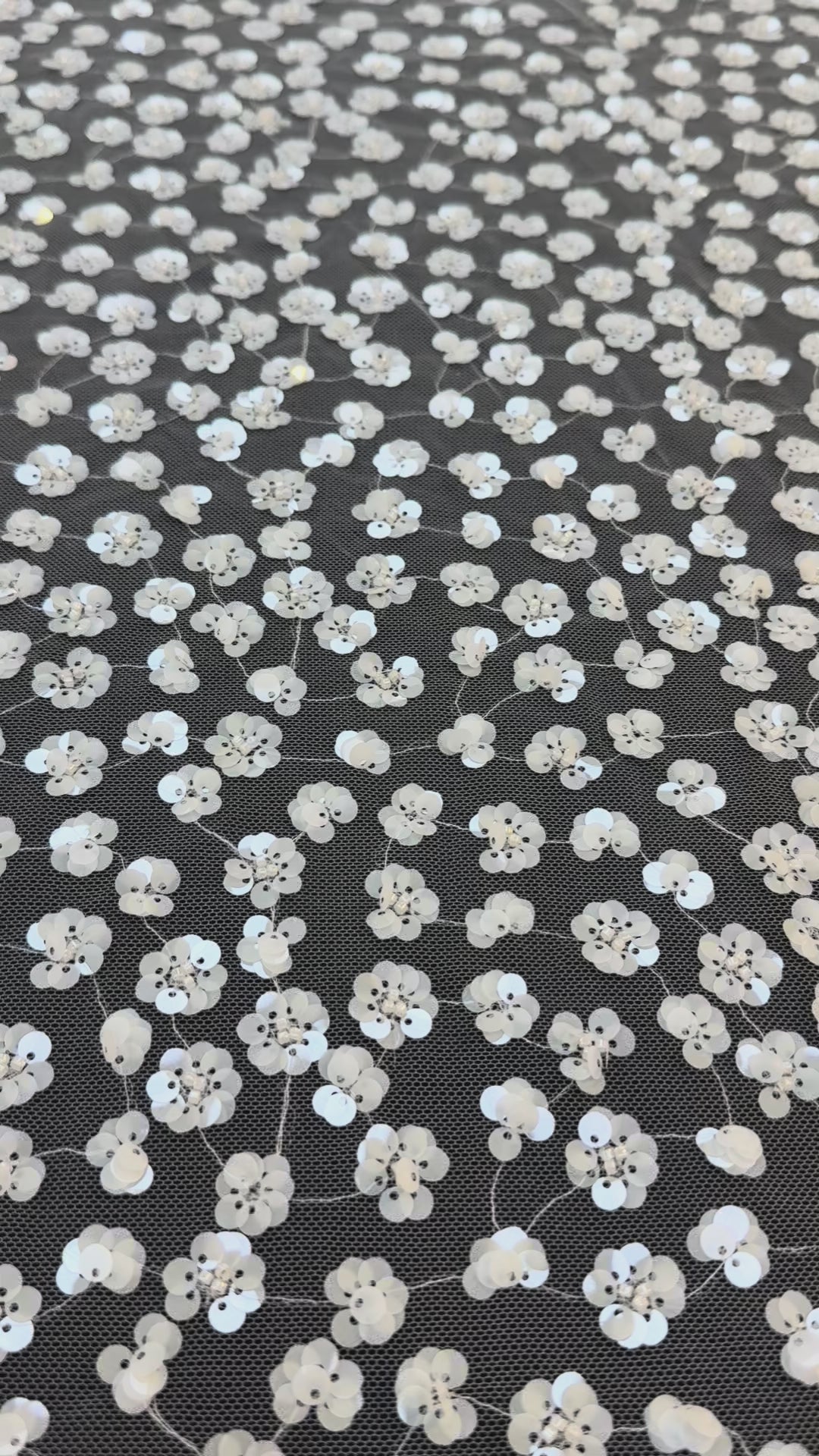 Luxury White Sequin Floral Lace Fabric ,  Tulle for Haute Couture  bridal & Evening Gowns- minimum of 4 meters