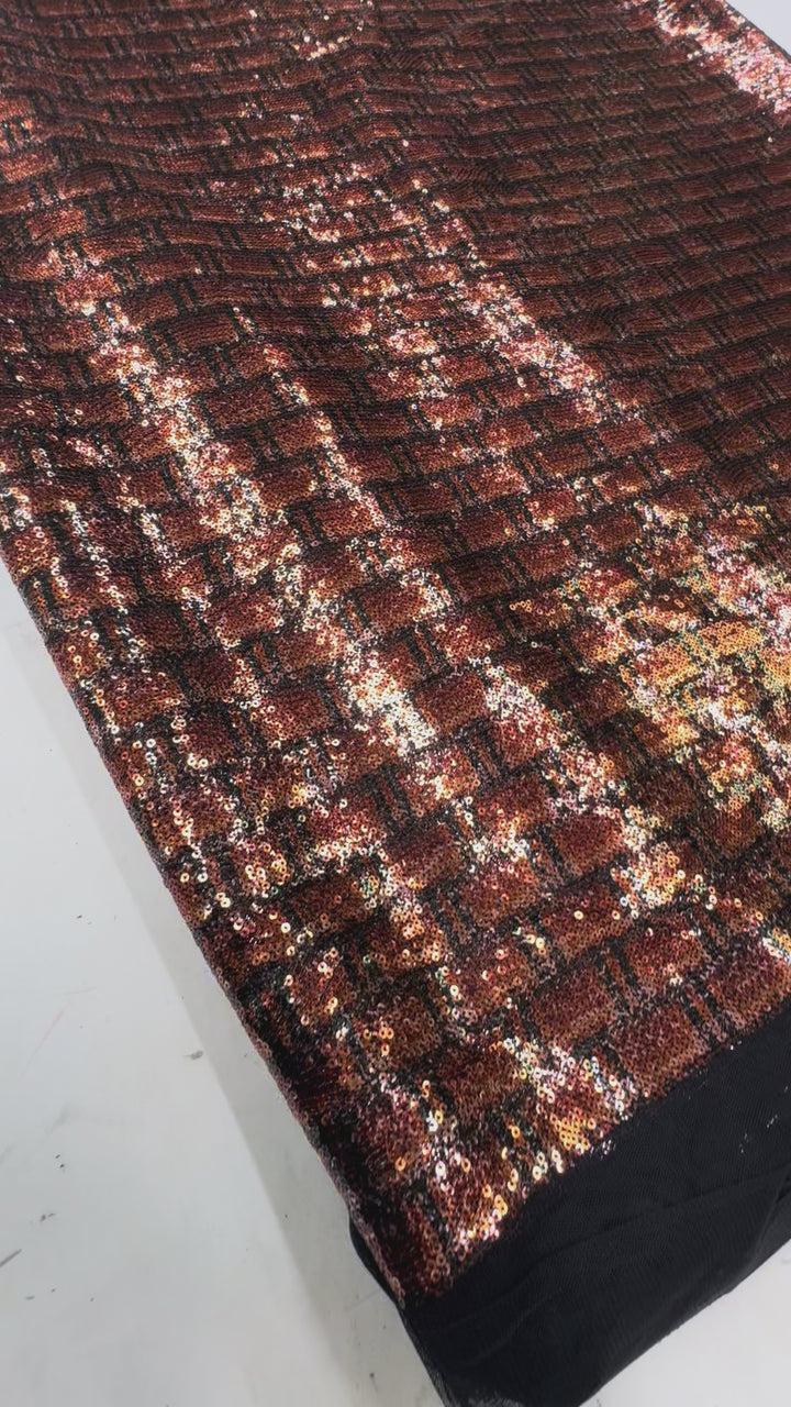 Italian Bronze Mosaic Sequin Fabric – Textured Metallic Elegance