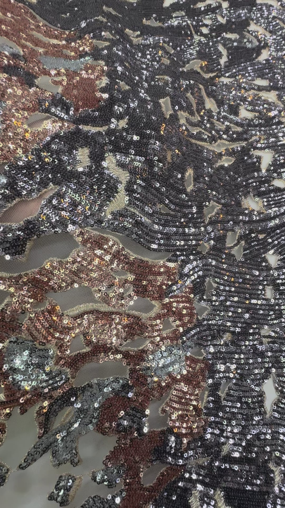 Metallic Bronze, Silver & Brown Gradient Sequin Fabric ( 1 Piece = 3.5 Meter)