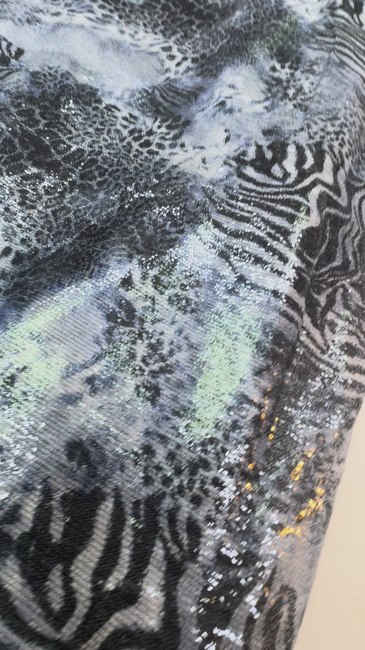 Monochrome Animal Print Sequin Fabric