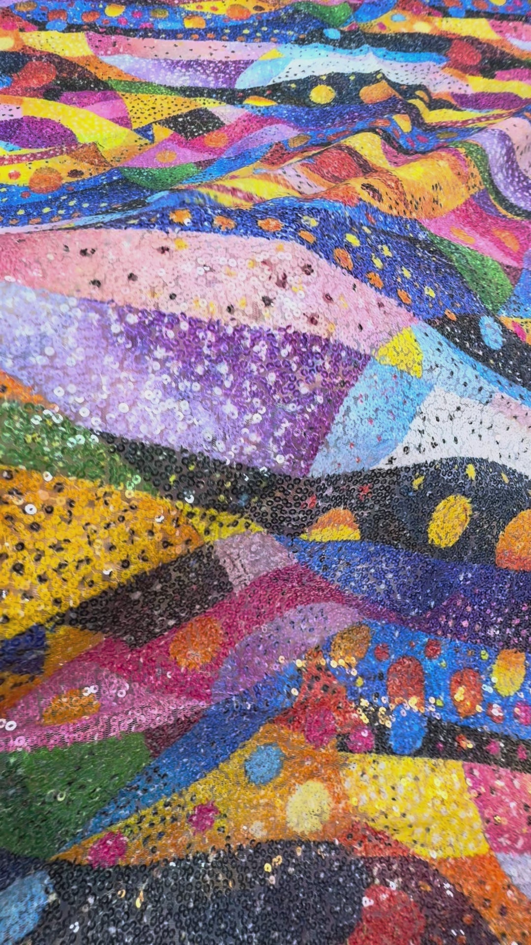 Abstract Multicolor Sequin Fabric
