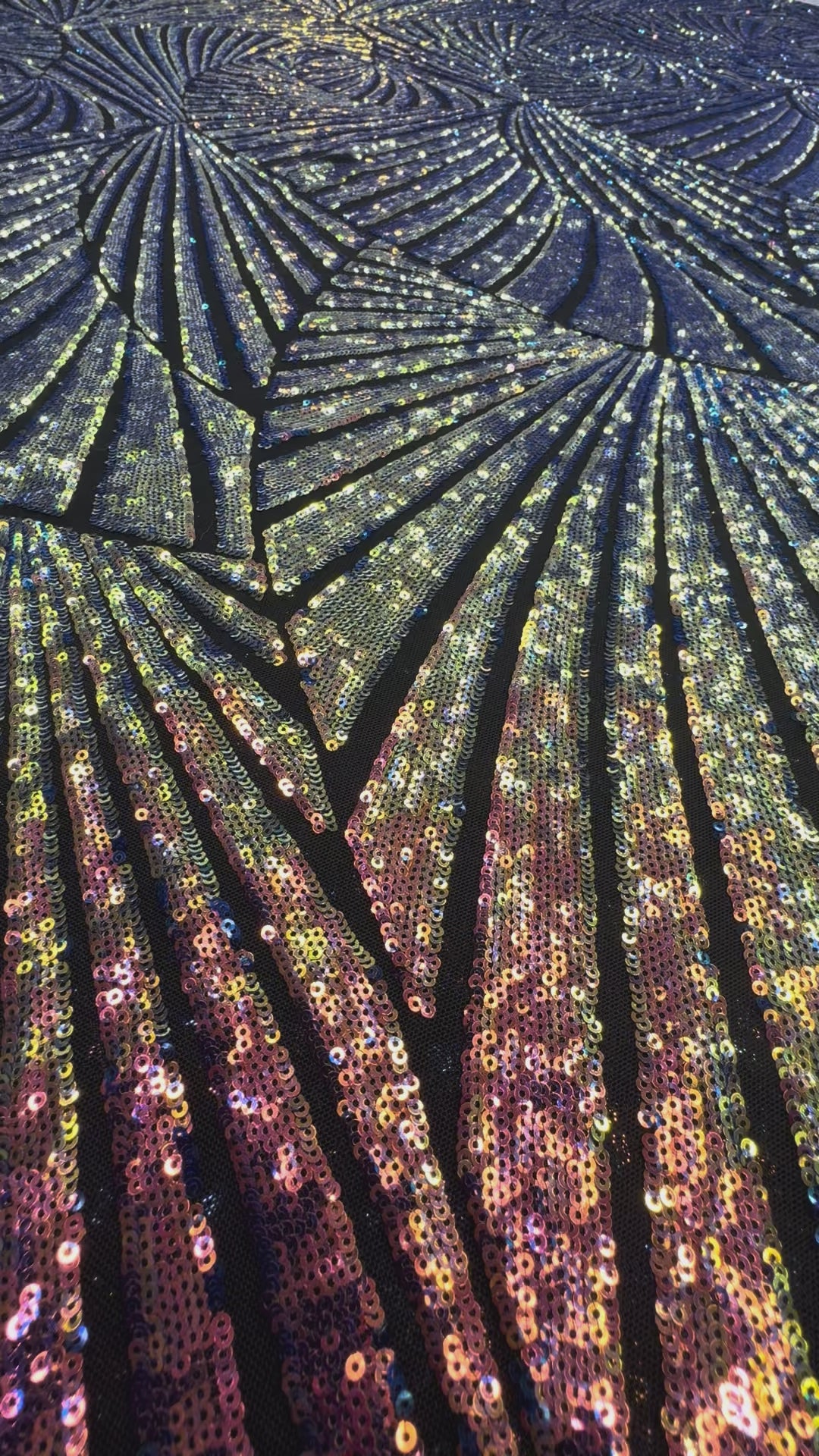 Multicolor Holographic Sequin Fabric on Black Base ( 1 Piece = 3.5 Meter)