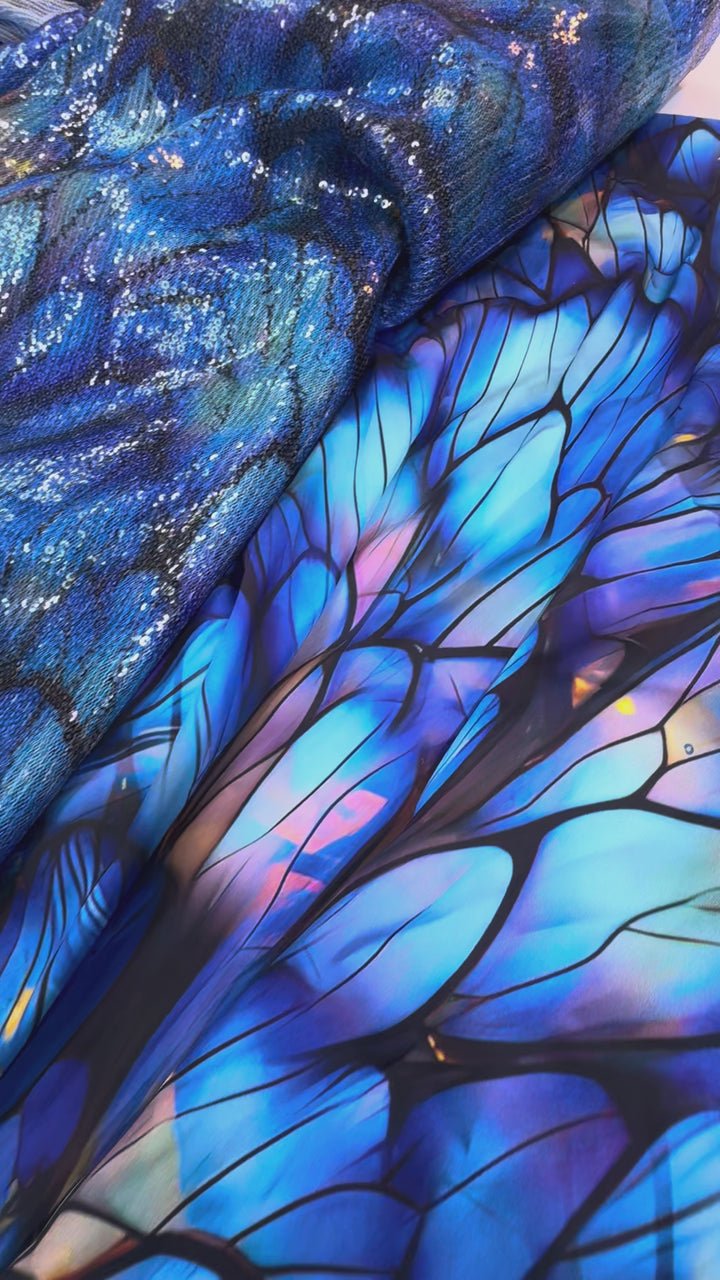 Blue Iridescent Silk Fabric