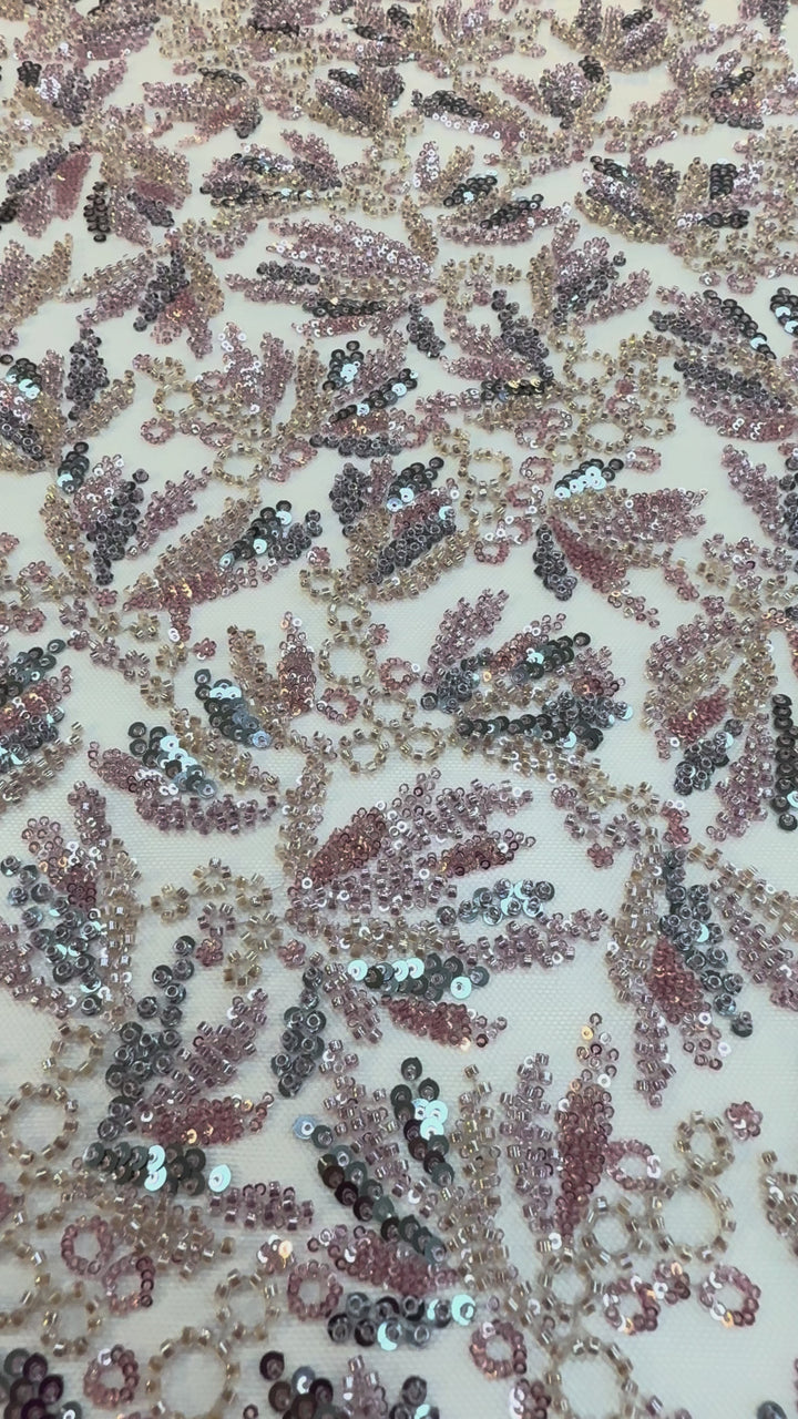 Beaded Tulle Fabric with Multicolored Stones – Couture Radiance