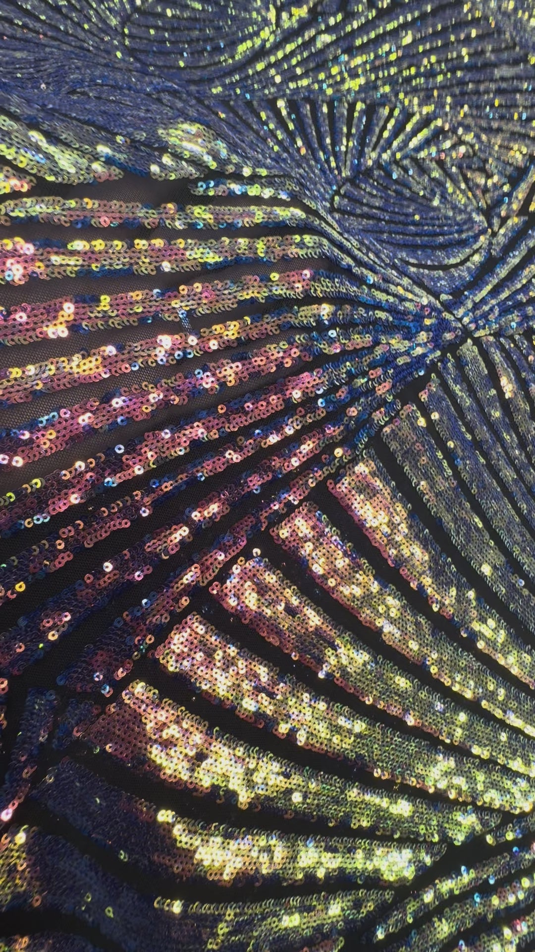 Multicolor Holographic Sequin Fabric on Black Base ( 1 Piece = 3.5 Meter)
