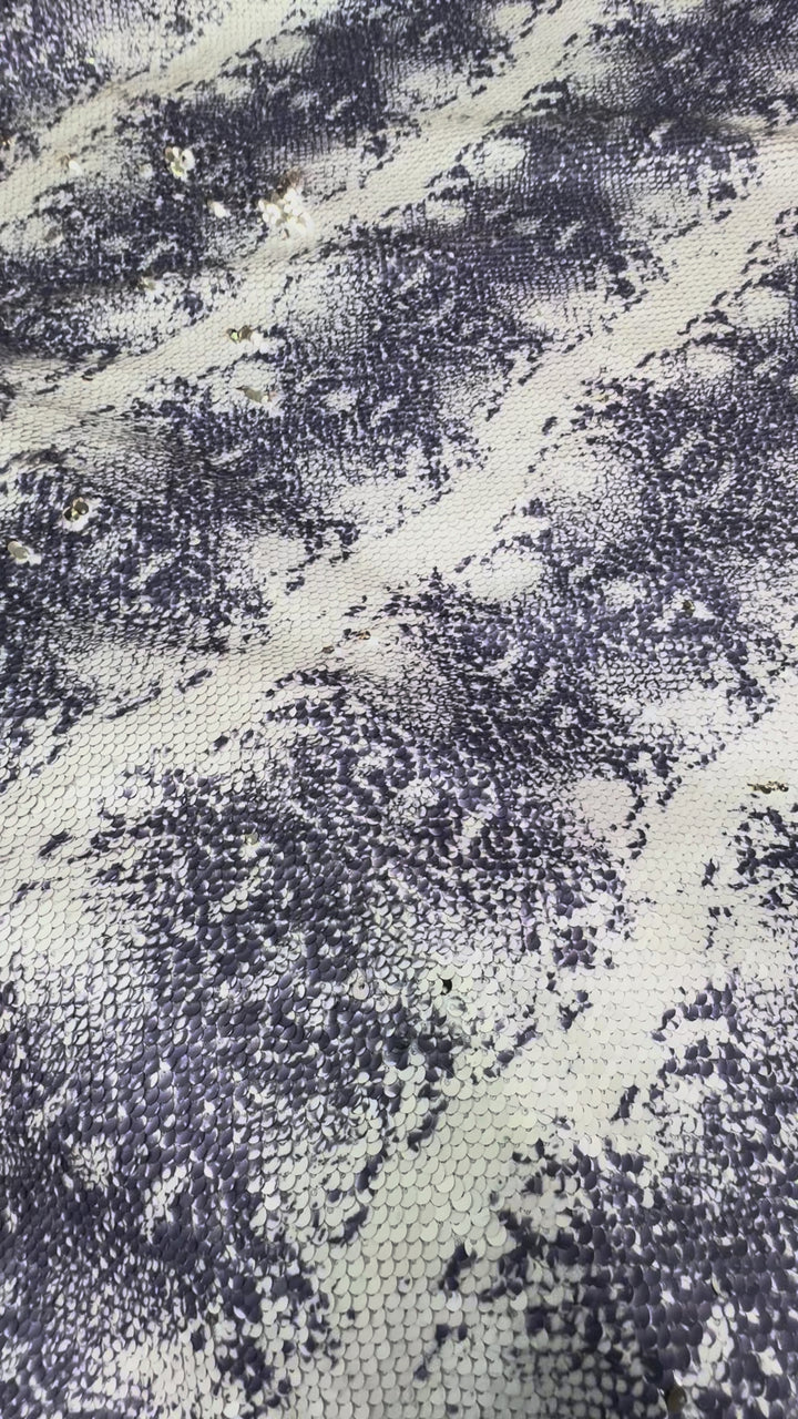 Italian Catwalk Cream Python Sequin Fabric – Exotic Luxe with Metallic Depth