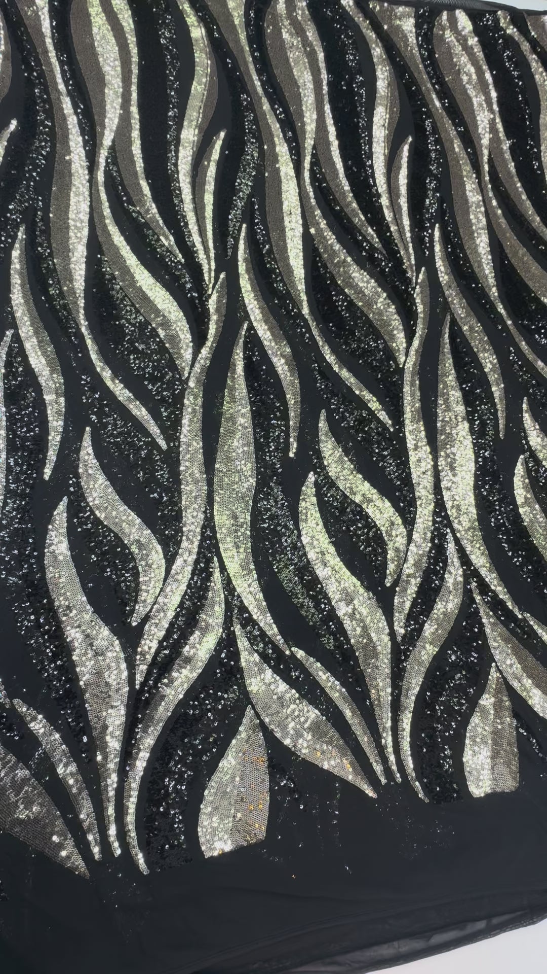 Luxury Metallic Sequin Fabric on Black Mesh