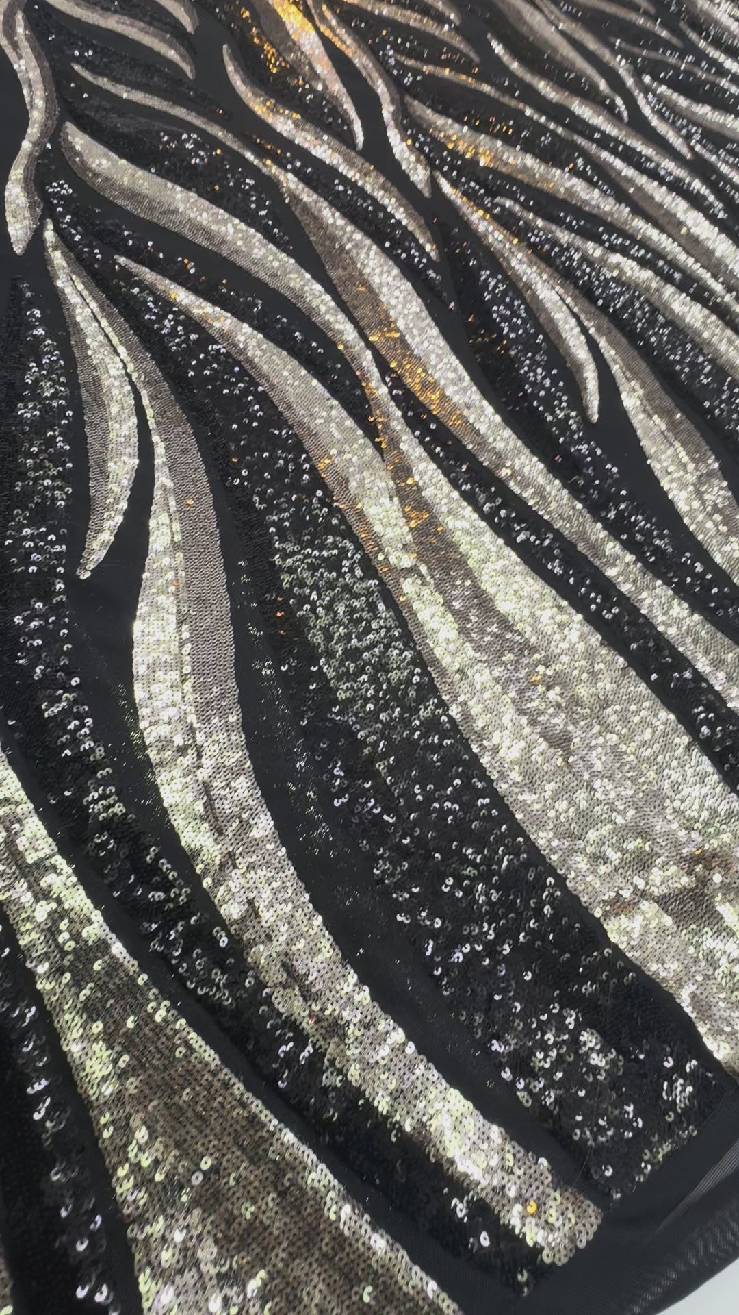 Luxury Metallic Sequin Fabric on Black Mesh