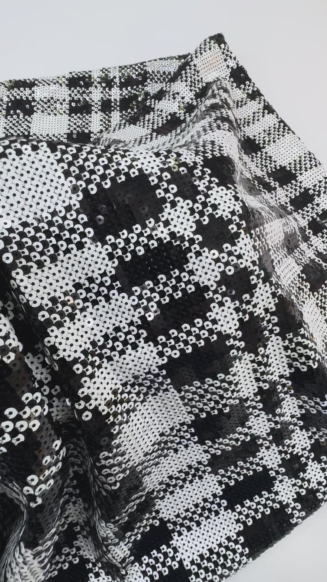 Italian Black and White Dual-Tone Sequin Fabric for Haute Couture (1 Piece = 3 Meter)