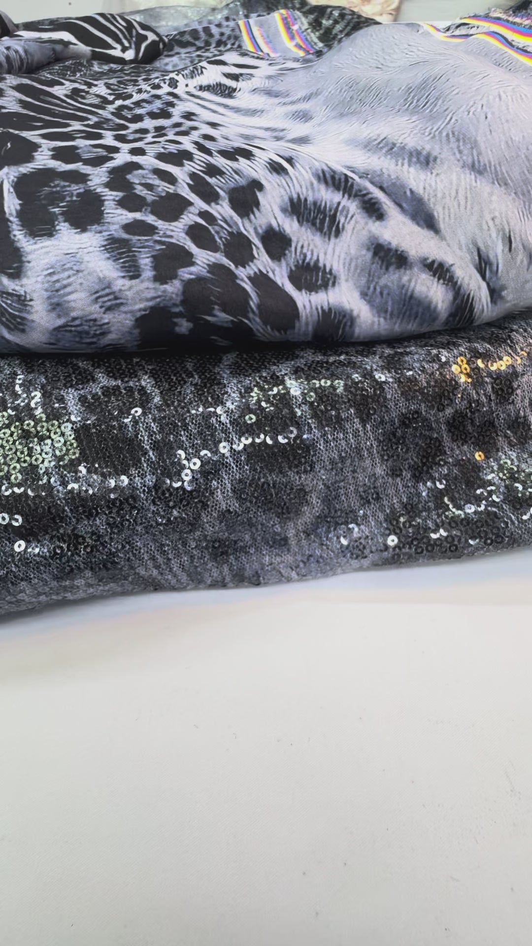 Monochrome Animal Print Sequin Fabric