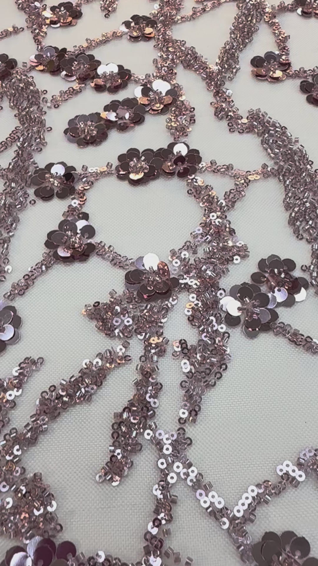 Luxury Dusty Rose Sequin Floral Embroidered Tulle – Couture Beaded Fabric