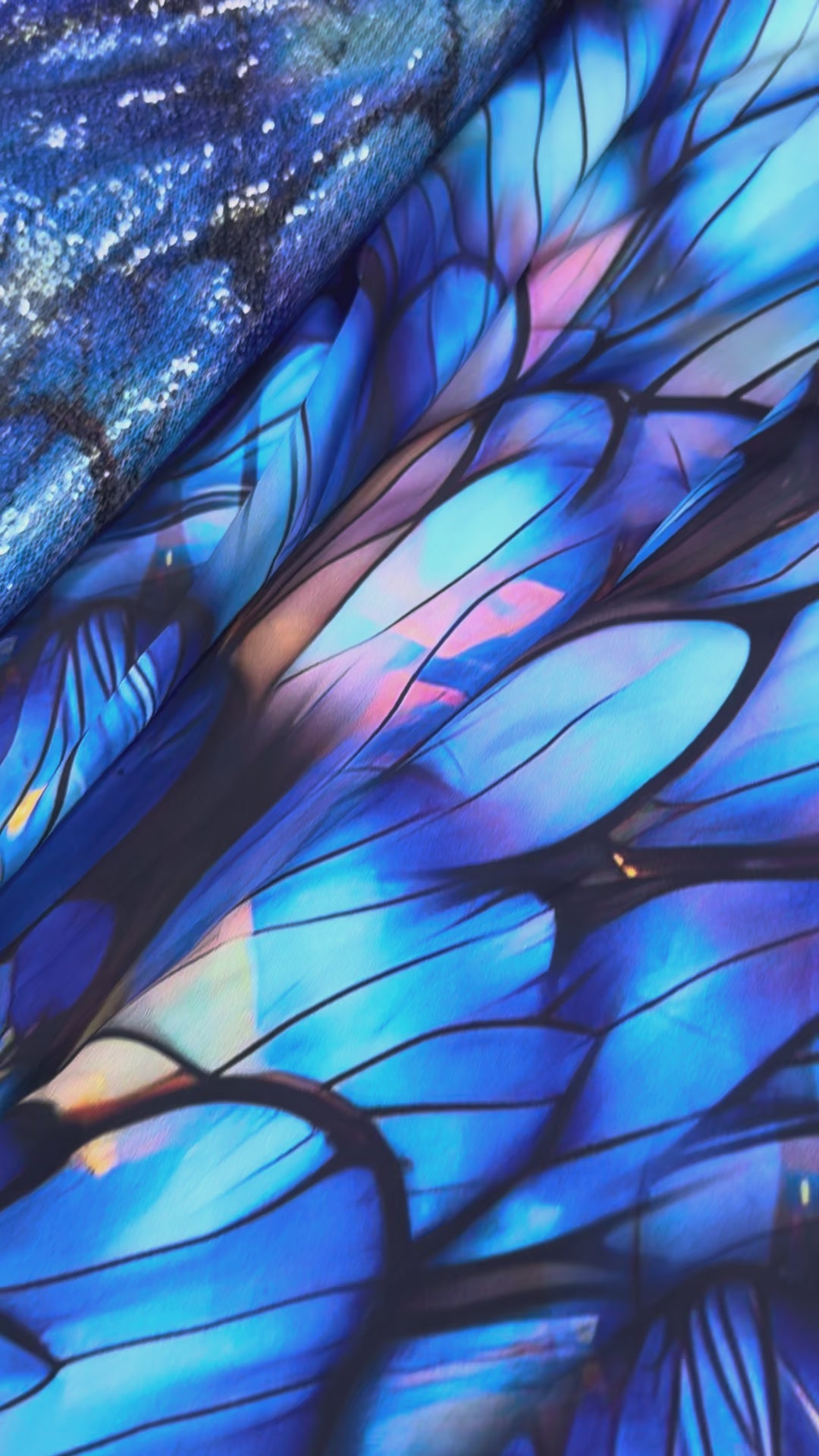 Blue Iridescent Silk Fabric