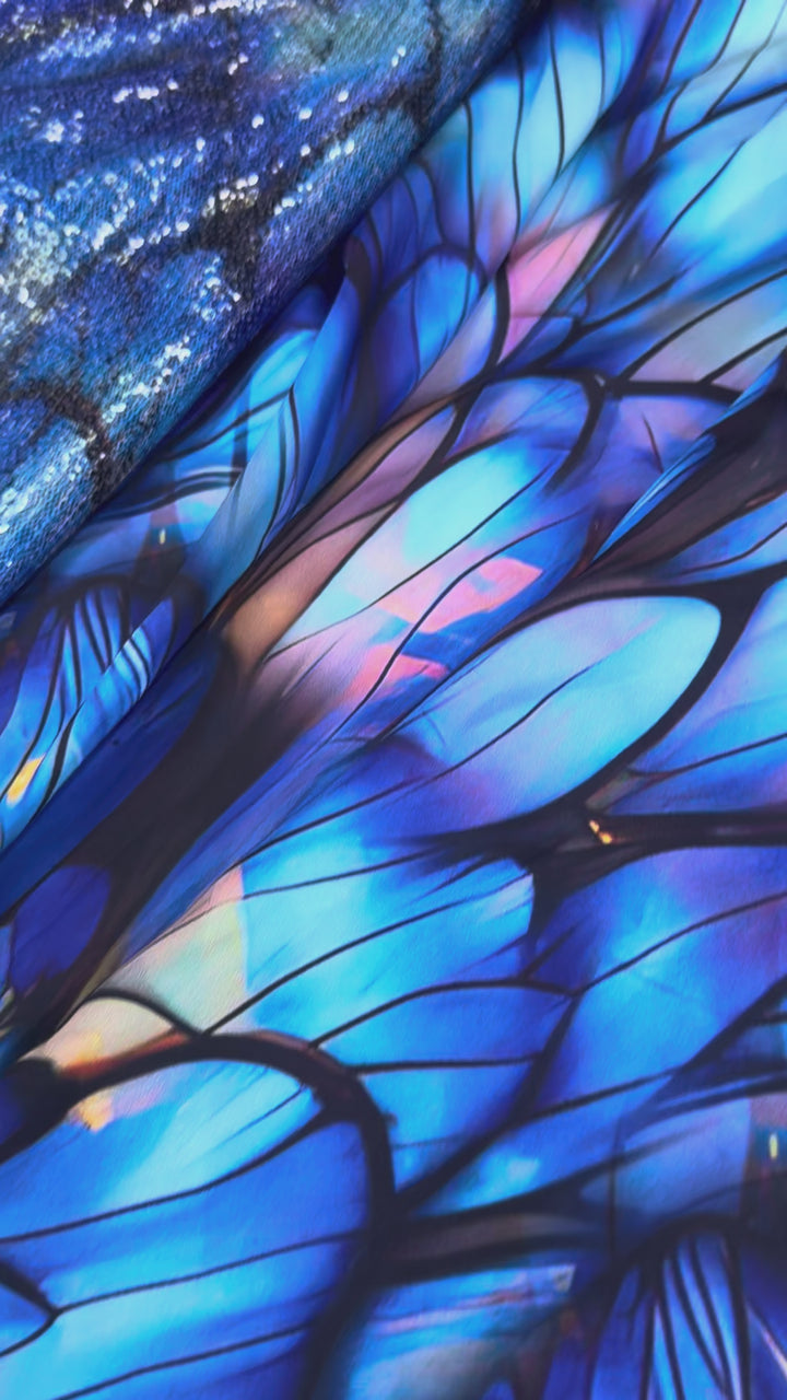 Blue Iridescent Silk Fabric