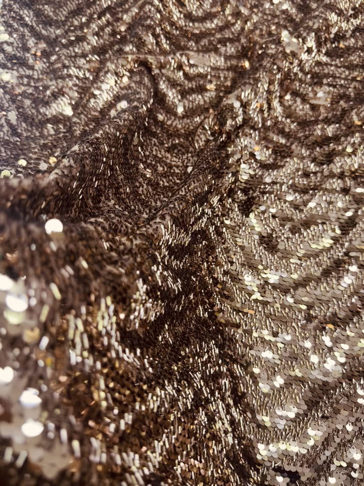 Bronze Gold Sequin Fabric – Textured Luxury with Metallic Depth