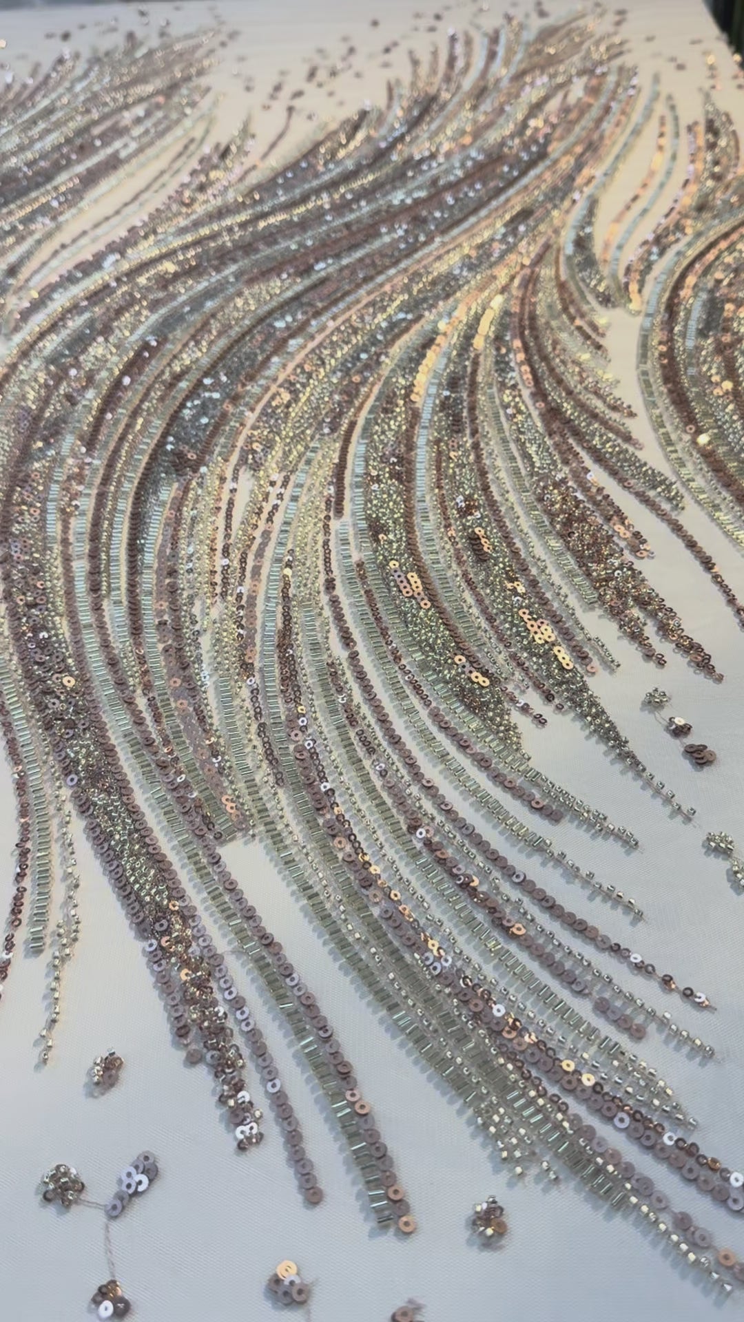 Luxury Multicolor Sequin & Beaded Waves Embroidery Fabric – Couture Evening Wear