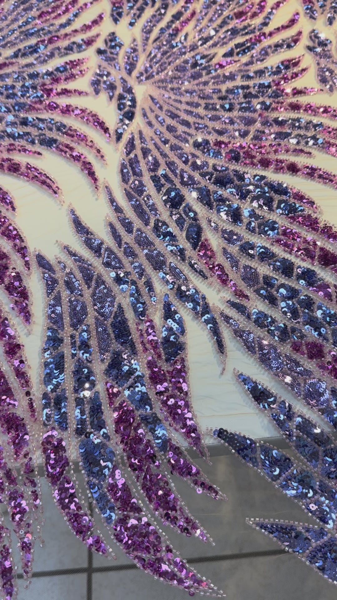 Luxury Ombre Sequin Beaded Fabric in Purple & Blue Tones – Couture Evening & Bridal Wear ( 1 Piece = 1.5 Meter)