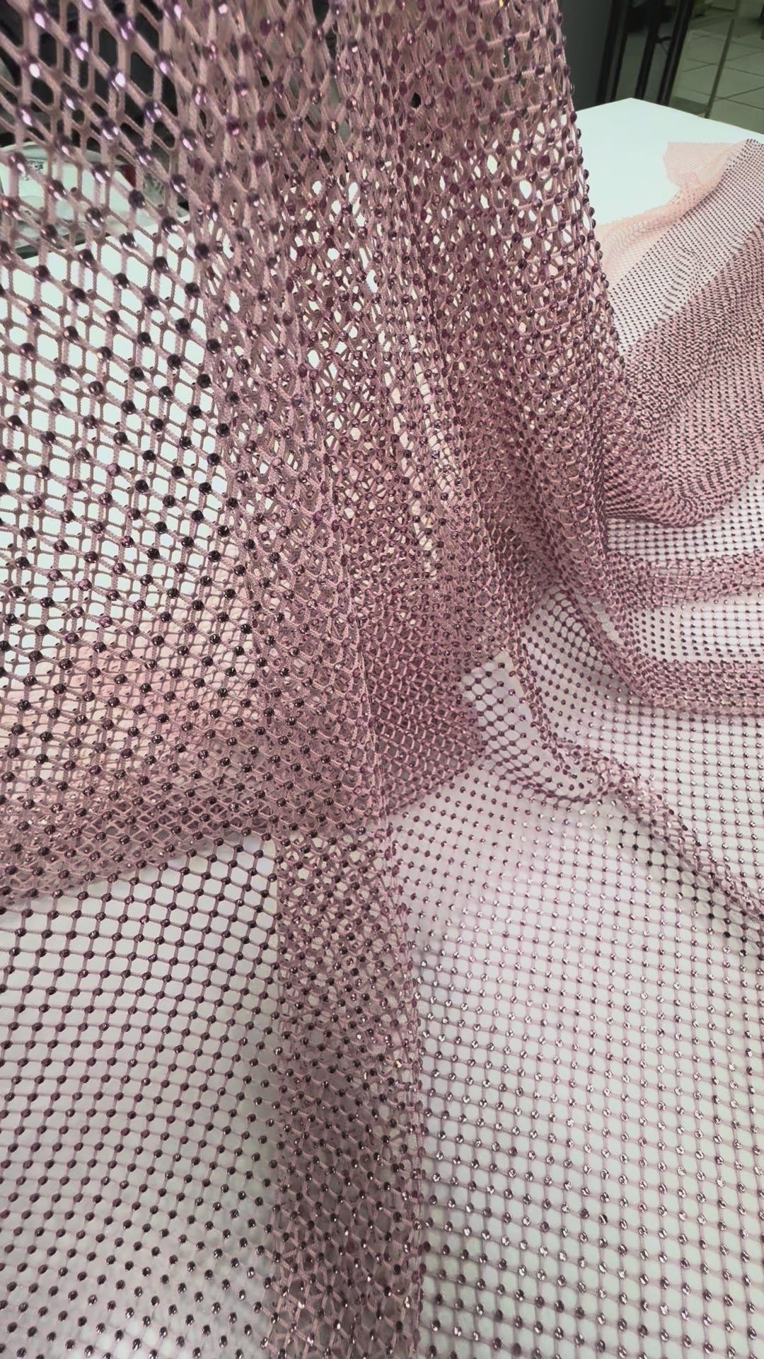 Crystal Fishnet Mesh in Blush Pink ( 1 Piece = 3.5 Meter)