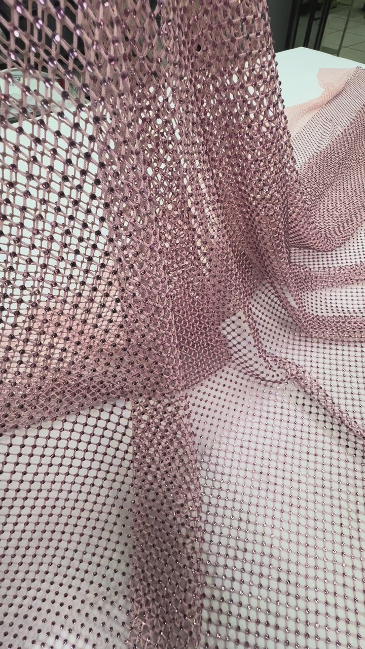 Crystal Fishnet Mesh in Blush Pink ( 1 Piece = 3.5 Meter)