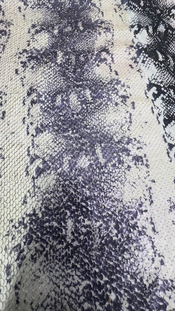 Italian Catwalk Cream Python Sequin Fabric – Exotic Luxe with Metallic Depth