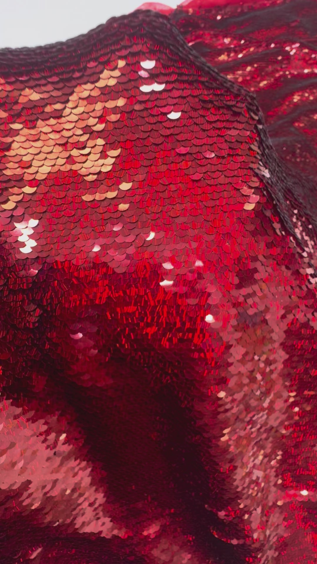 Italian Luxury Red Sequin Fabric – Bold High-Shine Couture Textile ( 1 Piece = 2.5)