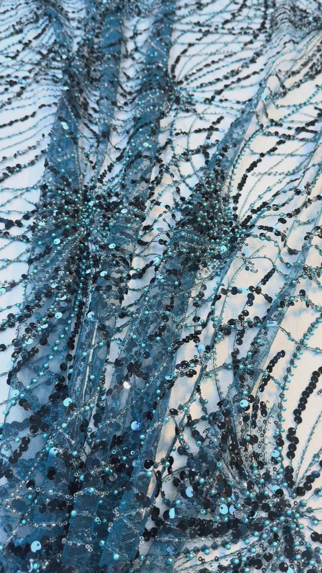 Luxury Blue Gradient Sequin Fabric – Couture Evening Wear ( Piece = 5 Meter)