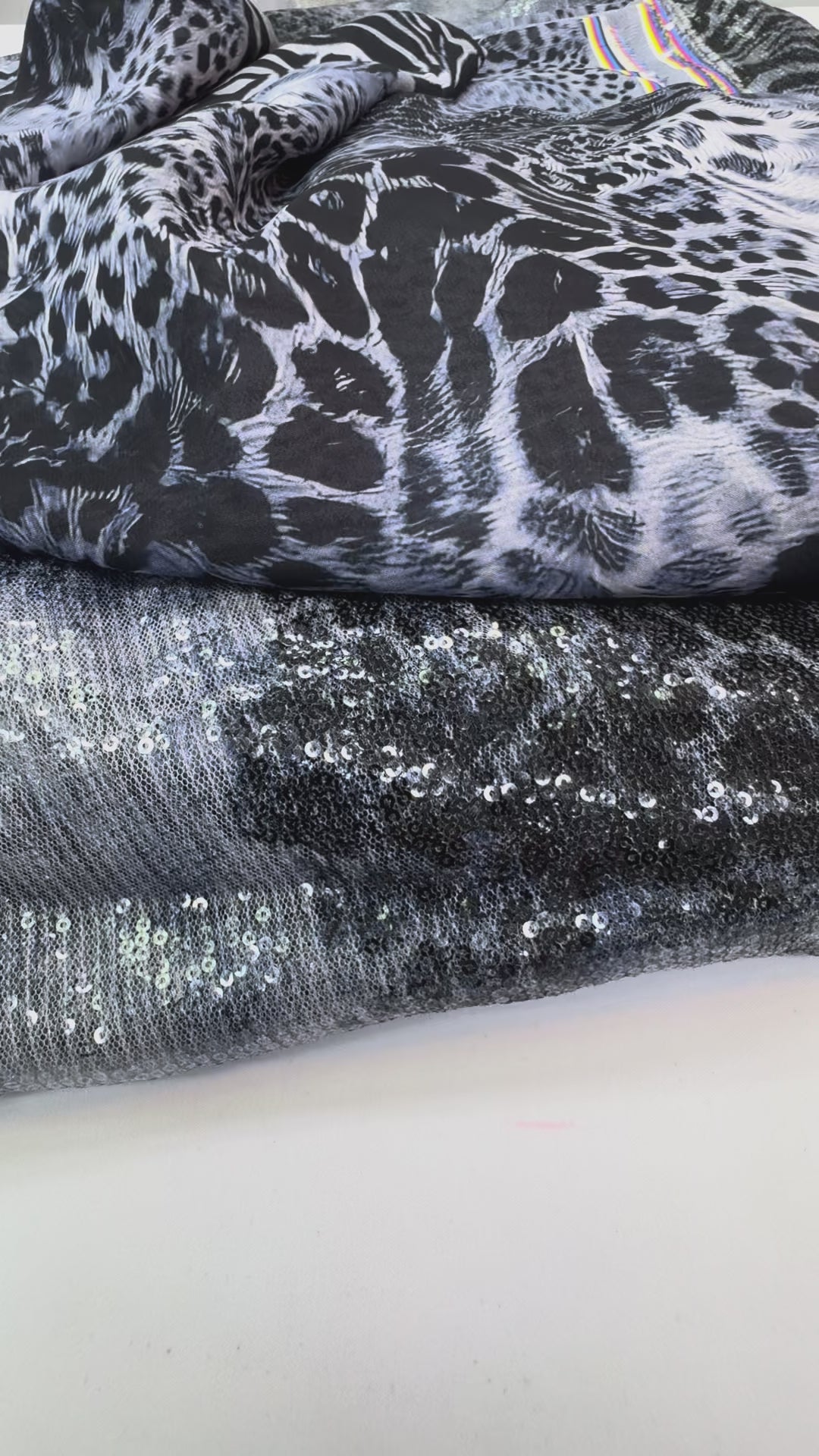 Black & Silver Animal Print Chiffon