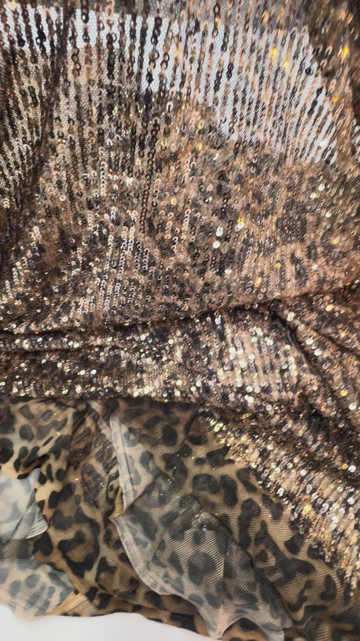 Black and Bronze Sequin Fabric