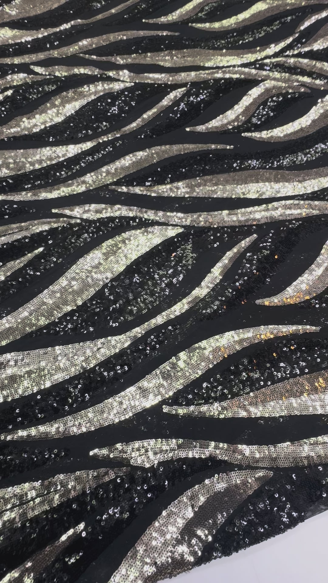 Luxury Metallic Sequin Fabric on Black Mesh