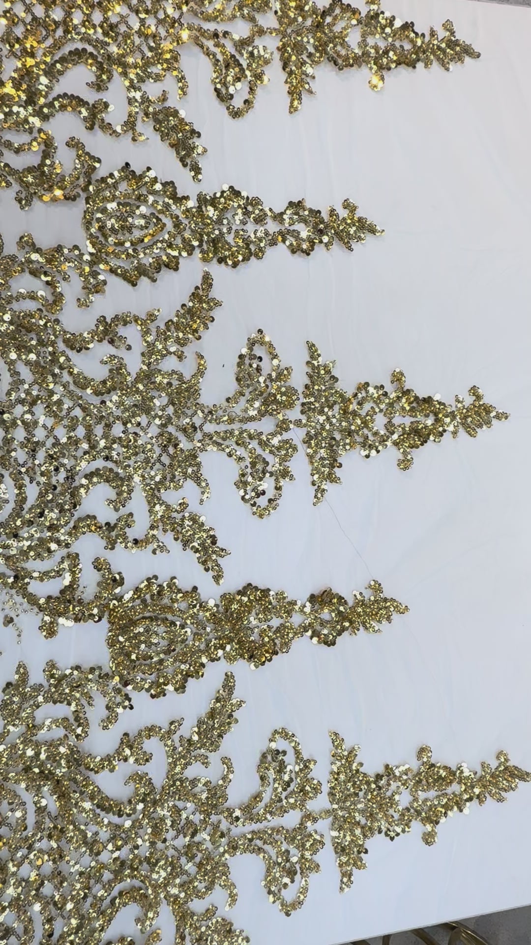Luxury gold sequin embroidered Lace ( 1 Piece = 5 Meter)