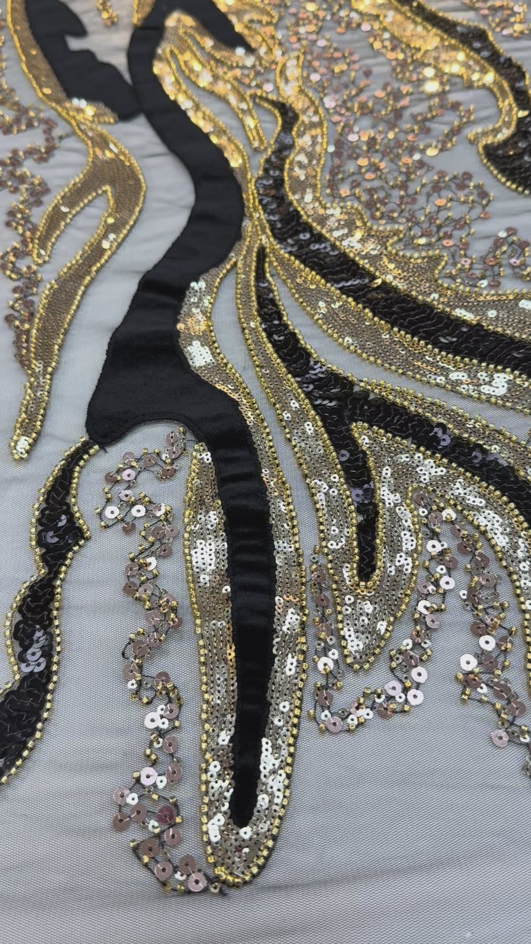 Luxury Beaded Tulle Fabric with Stone, Sequin & Velvet Embroidery – Couture Textile