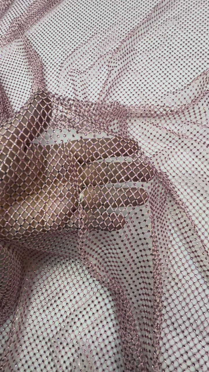 Crystal Fishnet Mesh in Blush Pink ( 1 Piece = 3.5 Meter)